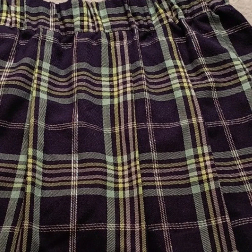 Justice Girls XL Plus Purple Green Plaid Pleated Skort Metallic Accents NWOT